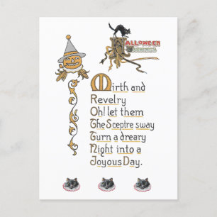 Jacko Lantaarn Pumpkin Cats Halloween kunst Briefkaart