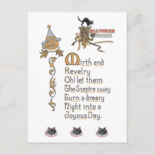 Jacko Lantaarn Pumpkin Cats  Halloween kunst Briefkaart (Voorkant)