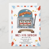 Jackpot casino party theme invitation kaart (Voorkant / Achterkant)