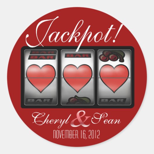 Jackpot Hearts We doen het in Vegas (groot) Ronde Sticker (Voorkant)