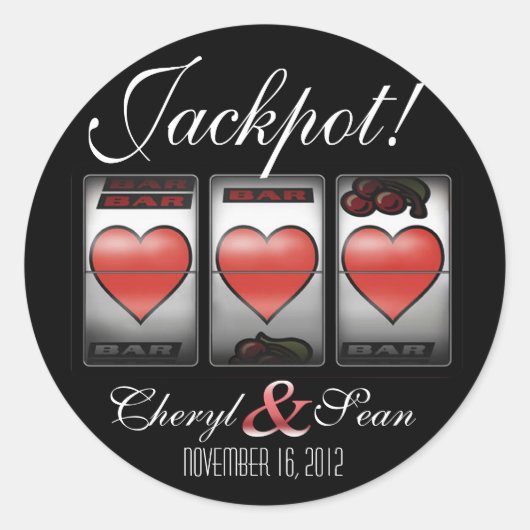Jackpot Hearts We doen het in Vegas (groot) Ronde Sticker (Voorkant)