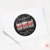 Jackpot Hearts We doen het in Vegas (groot) Ronde Sticker (Envelop)