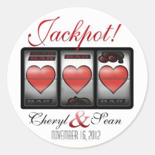 Jackpot Hearts We doen het in Vegas (klein) Ronde Sticker