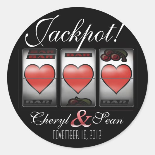 Jackpot Hearts We doen het in Vegas (klein) Ronde Sticker (Voorkant)
