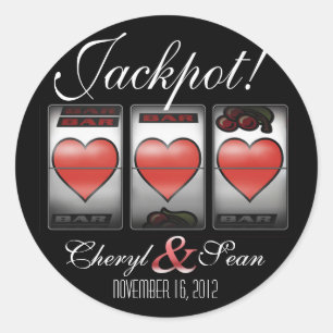 Jackpot Hearts We doen het in Vegas (klein) Ronde Sticker