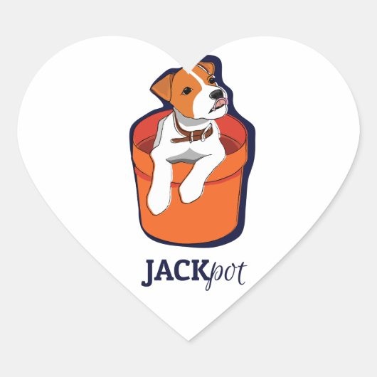 "Jackpot" Jack Russell Terrier Hart Sticker (Voorkant)