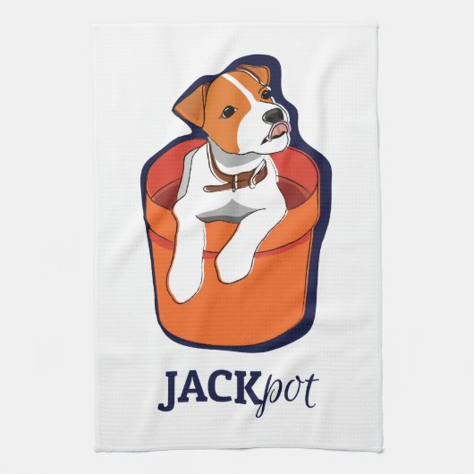 "Jackpot" Jack Russell Terrier Theedoek (Verticaal)