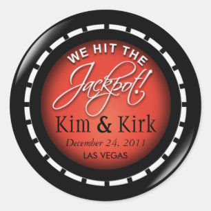 Jackpot. Las Vegas Passen getrouwd Casino Chip Ronde Sticker