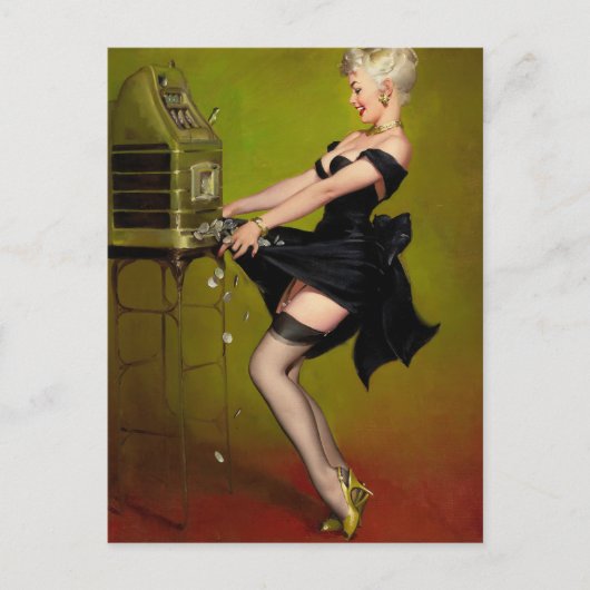 Jackpot Vrouw Art Pinup Briefkaart (Voorkant)