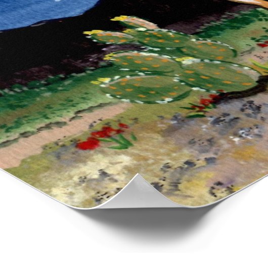 Jackrabbit Rabbit Family Desert Moon Night Poster (Hoek)