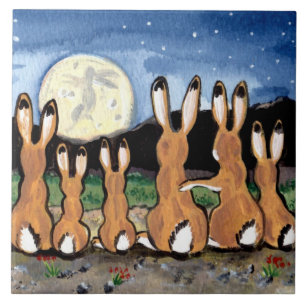 Jackrabbits die Moon Dark Blue 6" Tile Trivet beki Tegeltje