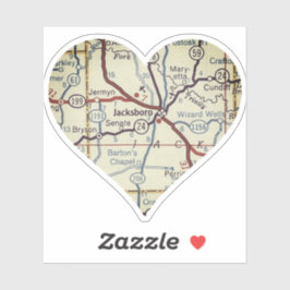 Jacksboro TX Retro Map Sticker