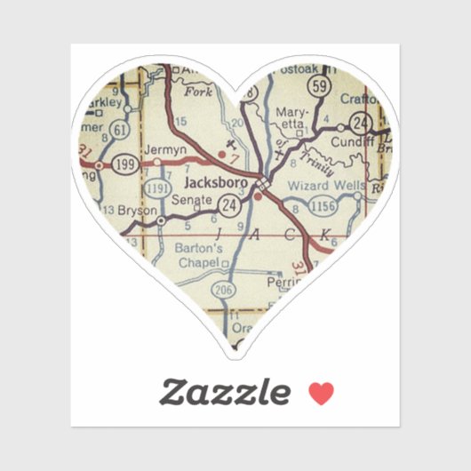 Jacksboro TX Retro Map Sticker (Vel)