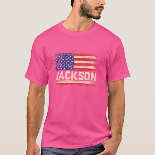 Jackson Achternaam Shirt Jackson Naam American Fla (Voorkant)