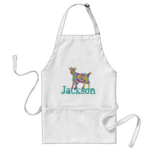 Jackson Add Name Rainbow Spiral Goat Animal Art Standaard Schort