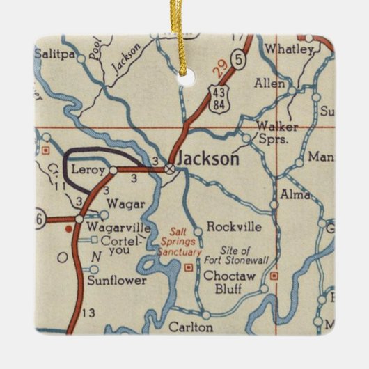 Jackson AL  Map Keramisch Ornament (Voorkant)