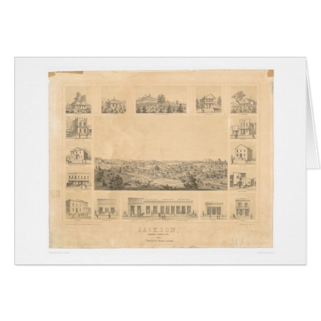 Jackson, CA. Panoramische kaart 1857 (0766A) (Voorkant Horizontaal)