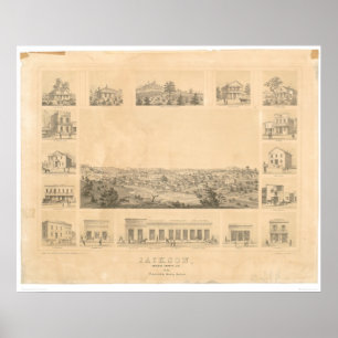 Jackson, CA. Panoramische kaart 1857 (0766A) Poster