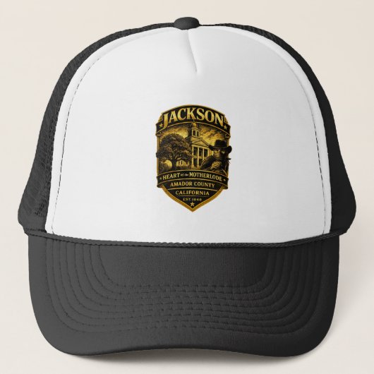 Jackson, California – Historic Crest design Trucker Pet (Voorkant)