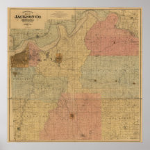 Jackson County, Missouri Antiek Map