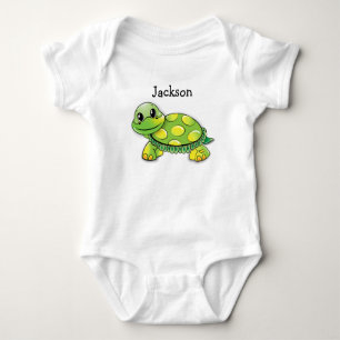 "Jackson" Cute Turtle Baby T-shirt, personaliseer  Romper