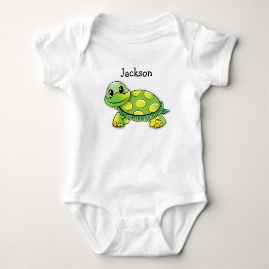 "Jackson" Cute Turtle Baby T-shirt, personaliseer  Romper (Voorkant)