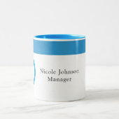 Jackson Hewitt Blue Monogram Tweekleurige Koffiemok (Center)