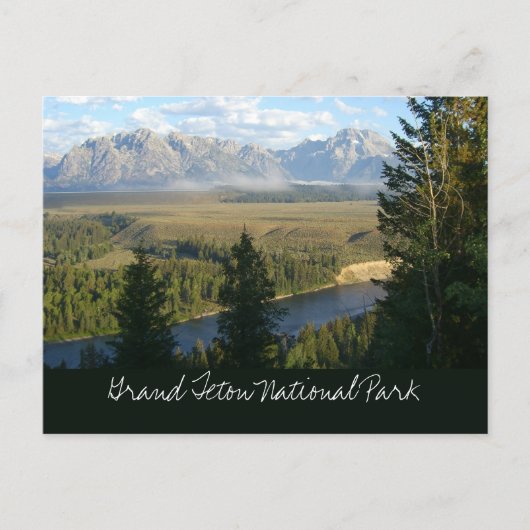 Jackson Hole-bergen en rivier Briefkaart (Voorkant)