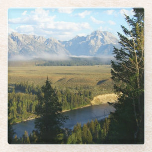 Jackson Hole-bergen en -rivier Glazen Onderzetter