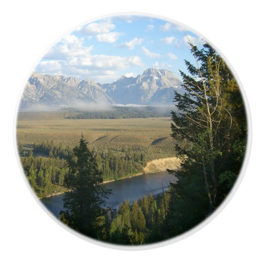 Jackson Hole-bergen en rivier Keramische Knop (Voorkant)