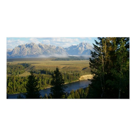 Jackson Hole-bergen en rivier Poster (Voorkant)