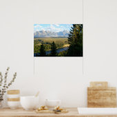 Jackson Hole-bergen en rivier Poster (Keuken)