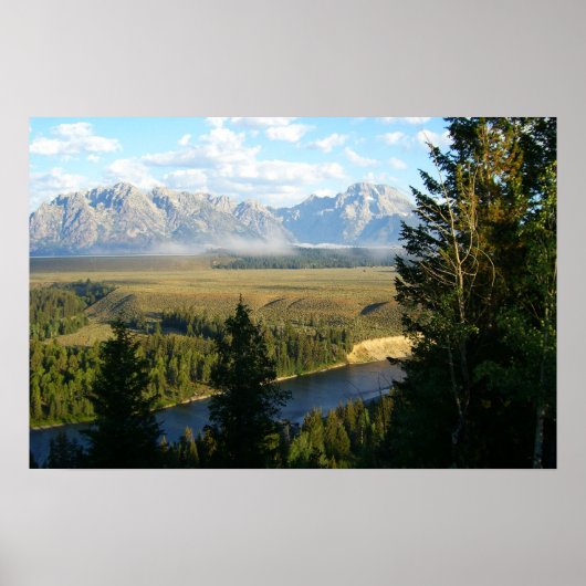Jackson Hole-bergen en rivier Poster (Voorkant)