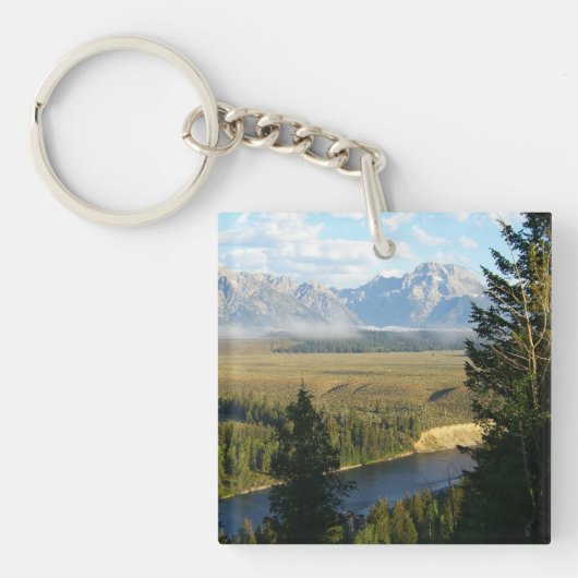 Jackson Hole-bergen en -rivier Sleutelhanger (Voorkant)