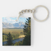 Jackson Hole-bergen en -rivier Sleutelhanger (Achterkant)
