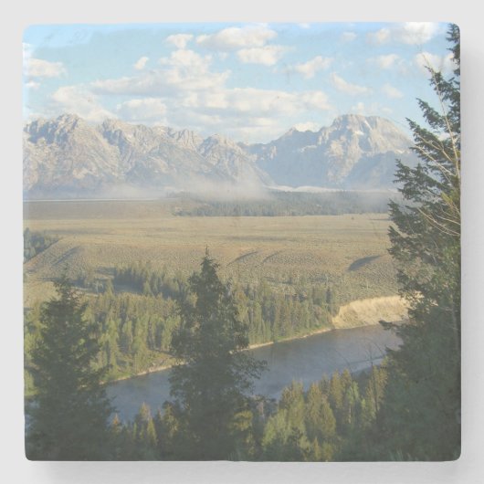 Jackson Hole-bergen en -rivier Stenen Onderzetter (Voorkant)
