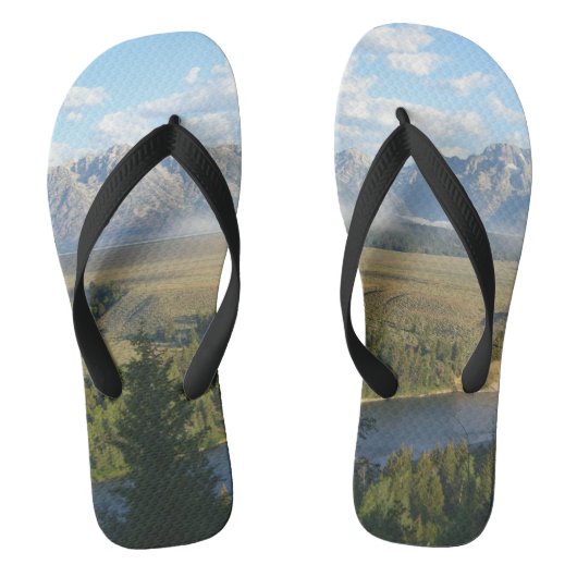 Jackson Hole-bergen en rivier Teenslippers (Voetbed)
