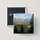Jackson Hole-bergen en rivier Vierkante Button 5,1 Cm (Voorkant /achterkant)