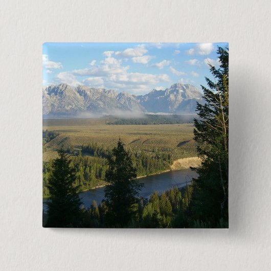 Jackson Hole-bergen en rivier Vierkante Button 5,1 Cm (Voorkant)