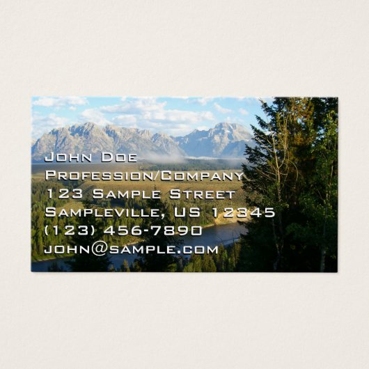 Jackson Hole-bergen en rivier Visitekaartje (Voorkant)