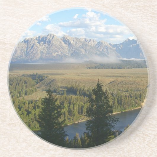Jackson Hole-bergen en rivier Zandsteen Onderzetter (Voorkant)
