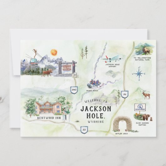 Jackson Hole | Destination Wedding Map Kaart (Voorkant)