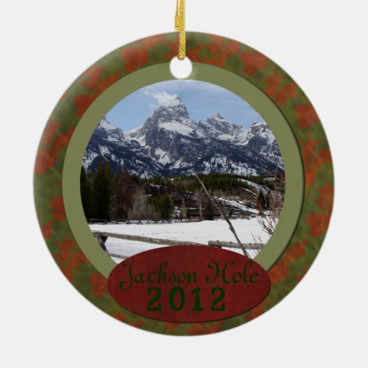 Jackson Hole-kerstversiering Keramisch Ornament (Achterkant)
