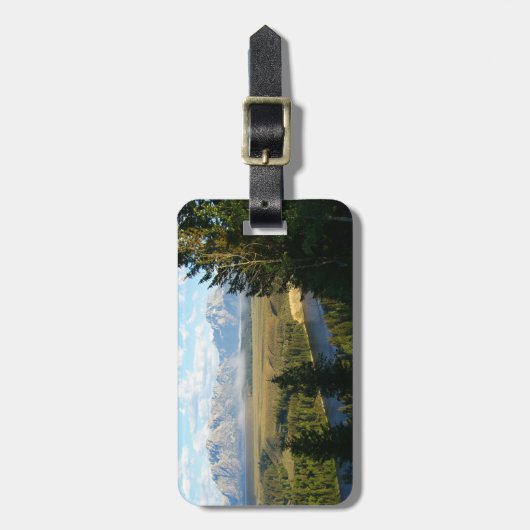 Jackson Hole Mountains en River Bagagelabel (Voorkant verticaal)