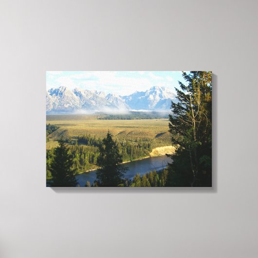 Jackson Hole Mountains en River Canvas Afdruk (Voorkant)
