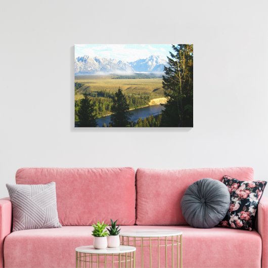 Jackson Hole Mountains en River Canvas Afdruk (Insitu (Woonkamer))