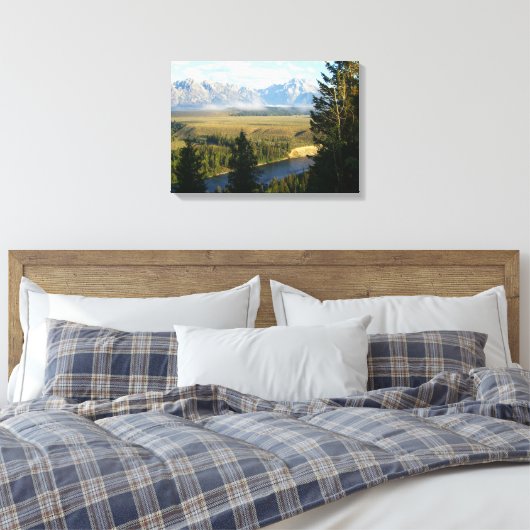 Jackson Hole Mountains en River Canvas Afdruk (Insitu (Slaapkamer))