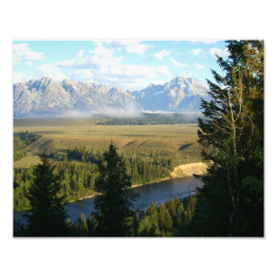 Jackson Hole Mountains en River Foto Afdruk