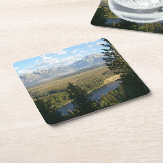 Jackson Hole Mountains en River Kartonnen Onderzetters (Schuin)