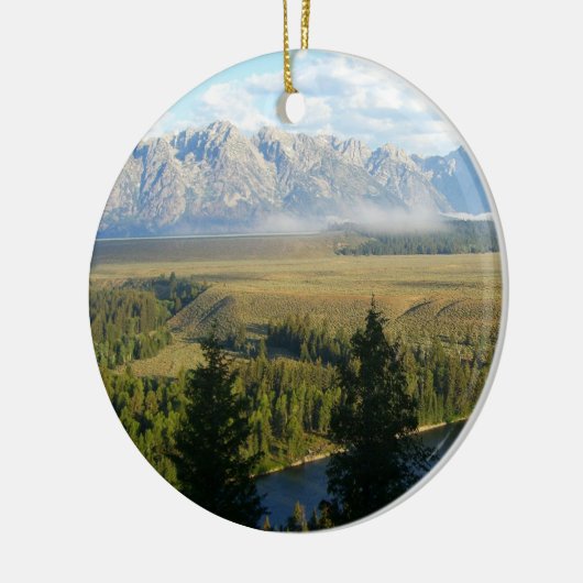 Jackson Hole Mountains en River Keramisch Ornament (Links)